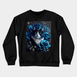 Cat with Roses - Modern digital art Crewneck Sweatshirt